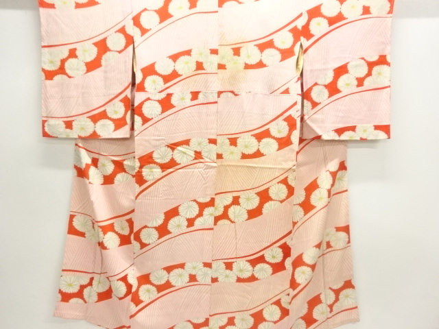 JAPANESE KIMONO / ANTIQUE JUBAN / KINSHA / KIKU